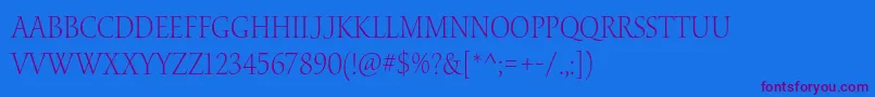 WaterstitlingproLtscn Font – Purple Fonts on Blue Background