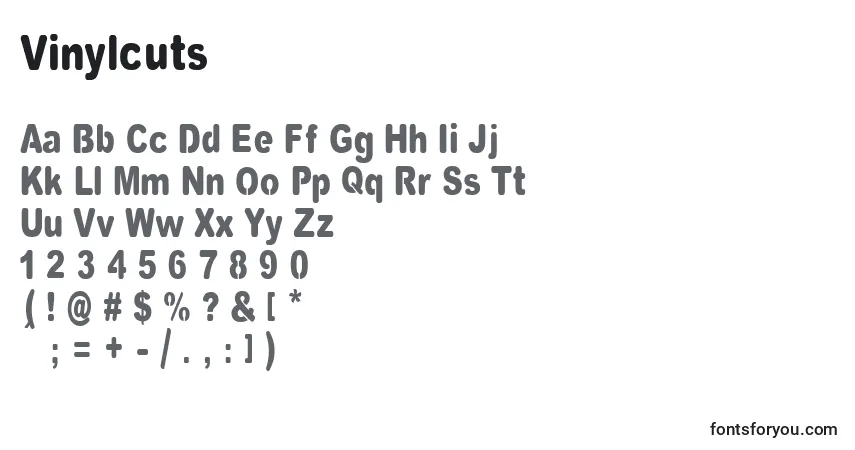 A fonte Vinylcuts – alfabeto, números, caracteres especiais