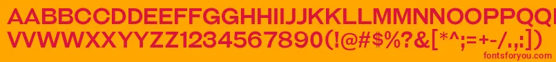 フォントGalderglynnTitlingRg – オレンジの背景に赤い文字