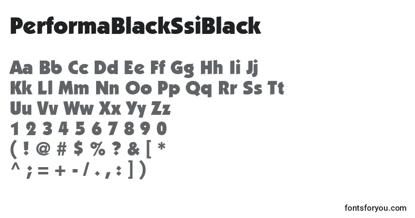 Czcionka PerformaBlackSsiBlack – alfabet, cyfry, specjalne znaki