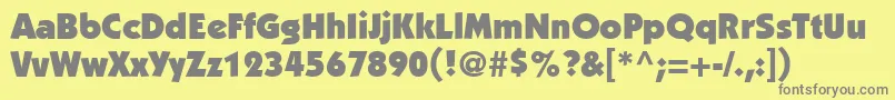 PerformaBlackSsiBlack-fontti – harmaat kirjasimet keltaisella taustalla