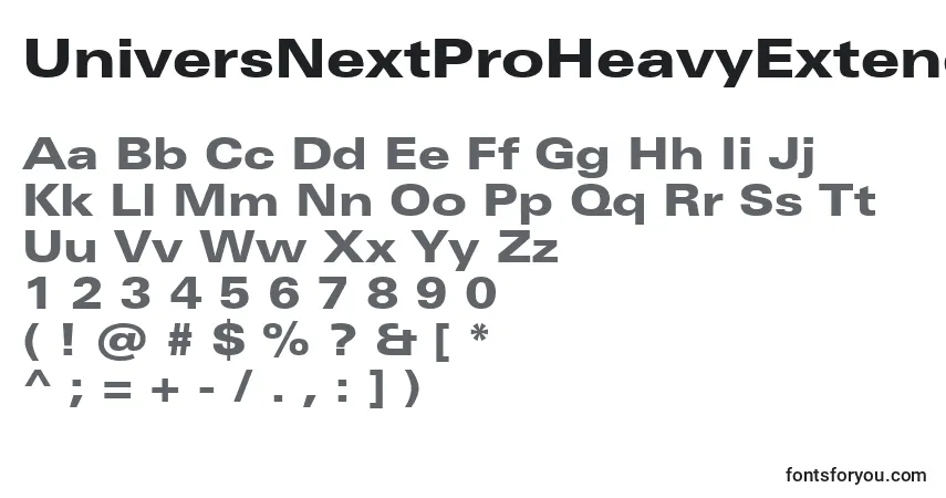 Czcionka UniversNextProHeavyExtended – alfabet, cyfry, specjalne znaki