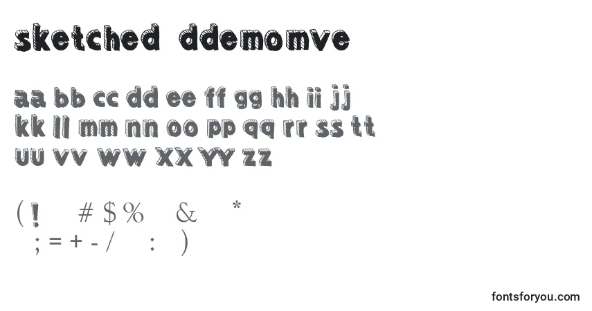 A fonte Sketched3Ddemomve – alfabeto, números, caracteres especiais