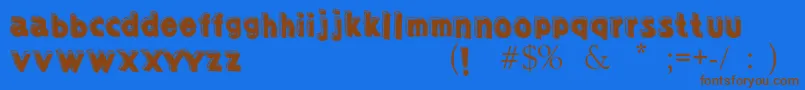 フォントSketched3Ddemomve – 茶色の文字が青い背景にあります。