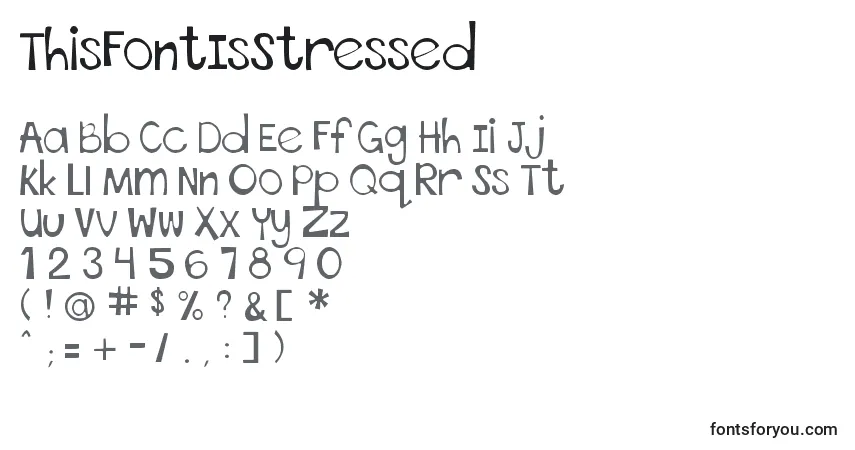 A fonte ThisFontIsStressed – alfabeto, números, caracteres especiais