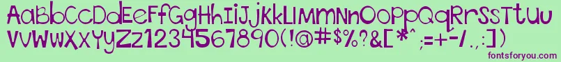 ThisFontIsStressed-fontti – violetit fontit vihreällä taustalla