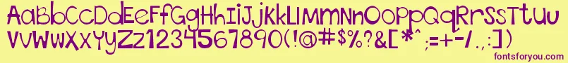 ThisFontIsStressed-Schriftart – Violette Schriften auf gelbem Hintergrund