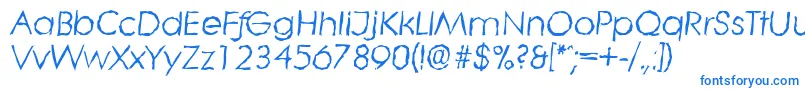 LiterarandomItalic-Schriftart – Blaue Schriften auf weißem Hintergrund