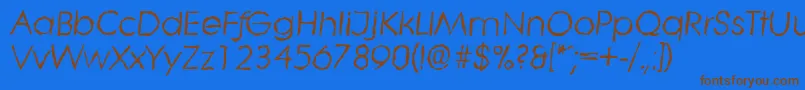 フォントLiterarandomItalic – 茶色の文字が青い背景にあります。