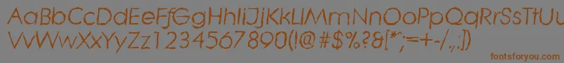 フォントLiterarandomItalic – 茶色の文字が灰色の背景にあります。