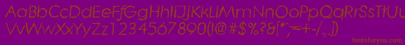 LiterarandomItalic-Schriftart – Braune Schriften auf violettem Hintergrund