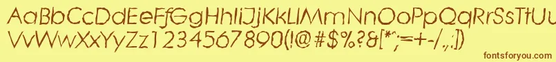 LiterarandomItalic-Schriftart – Braune Schriften auf gelbem Hintergrund