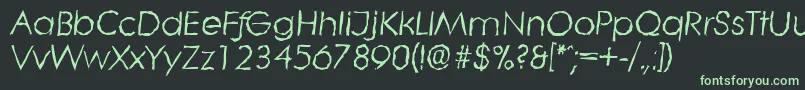 LiterarandomItalic-fontti – vihreät fontit mustalla taustalla