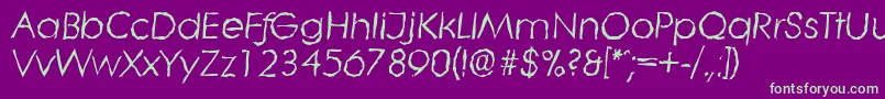 LiterarandomItalic-Schriftart – Grüne Schriften auf violettem Hintergrund