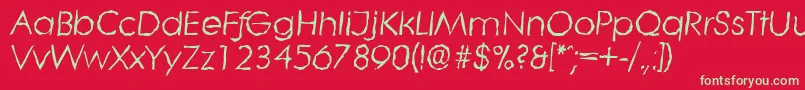 LiterarandomItalic-Schriftart – Grüne Schriften auf rotem Hintergrund