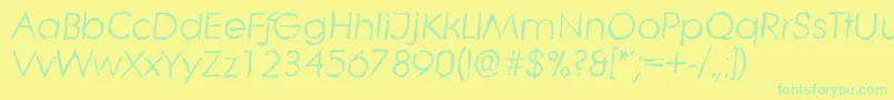 LiterarandomItalic-fontti – vihreät fontit keltaisella taustalla