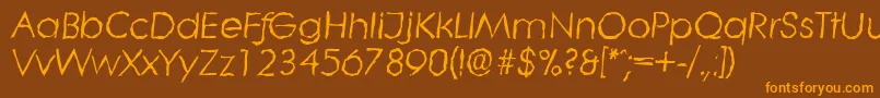 LiterarandomItalic-Schriftart – Orangefarbene Schriften auf braunem Hintergrund