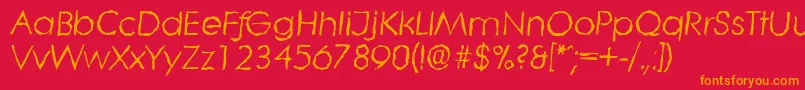 LiterarandomItalic-fontti – oranssit fontit punaisella taustalla