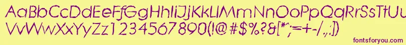 フォントLiterarandomItalic – 紫色のフォント、黄色の背景