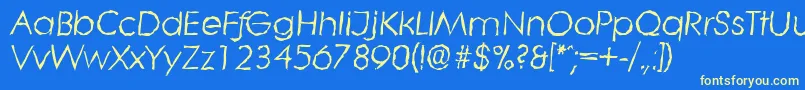 LiterarandomItalic-fontti – keltaiset fontit sinisellä taustalla