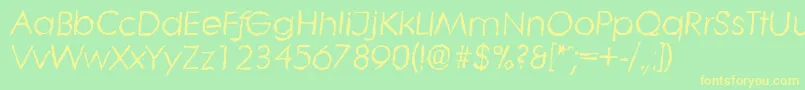 LiterarandomItalic-fontti – keltaiset fontit vihreällä taustalla