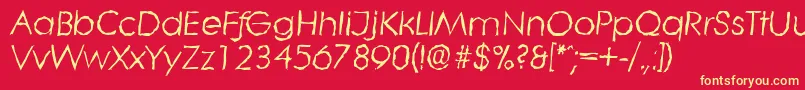Czcionka LiterarandomItalic – żółte czcionki na czerwonym tle