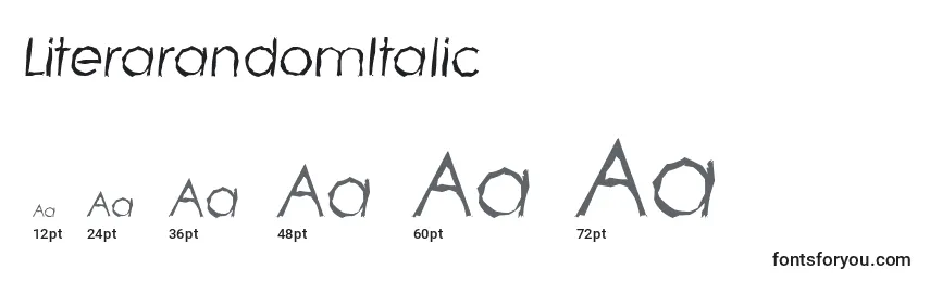 Размеры шрифта LiterarandomItalic