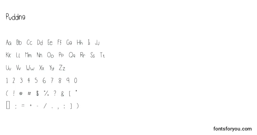 Шрифт Pudding – алфавит, цифры, специальные символы