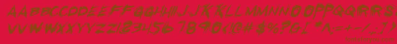 フォントRighteousKillItalic – 赤い背景に茶色の文字