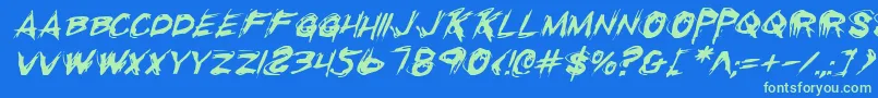 RighteousKillItalic Font – Green Fonts on Blue Background