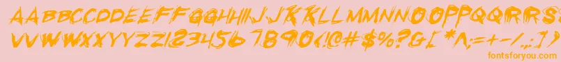 フォントRighteousKillItalic – オレンジの文字がピンクの背景にあります。