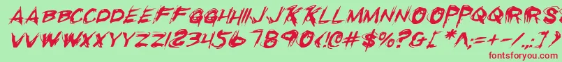 Czcionka RighteousKillItalic – czerwone czcionki na zielonym tle
