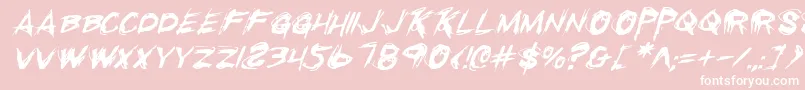 RighteousKillItalic-Schriftart – Weiße Schriften auf rosa Hintergrund