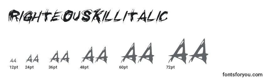 Размеры шрифта RighteousKillItalic