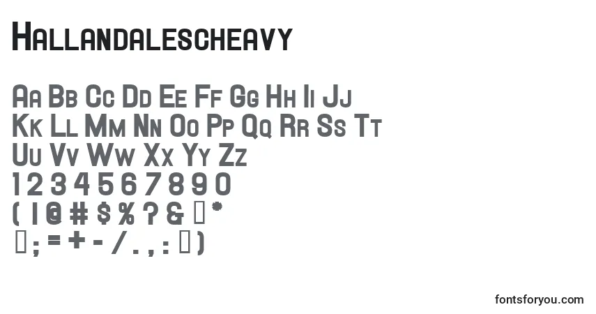 Schriftart Hallandalescheavy – Alphabet, Zahlen, spezielle Symbole