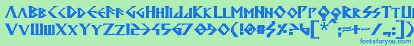 AnglodavekBold-Schriftart – Blaue Schriften auf grünem Hintergrund