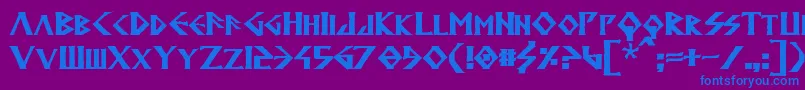 フォントAnglodavekBold – 紫色の背景に青い文字