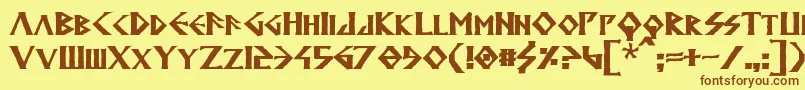 フォントAnglodavekBold – 茶色の文字が黄色の背景にあります。