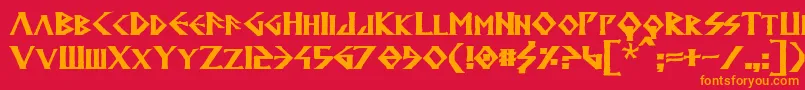 フォントAnglodavekBold – 赤い背景にオレンジの文字