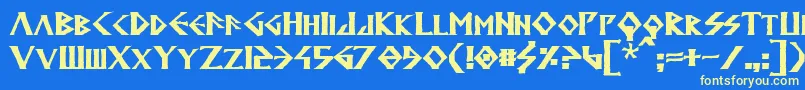 フォントAnglodavekBold – 黄色の文字、青い背景
