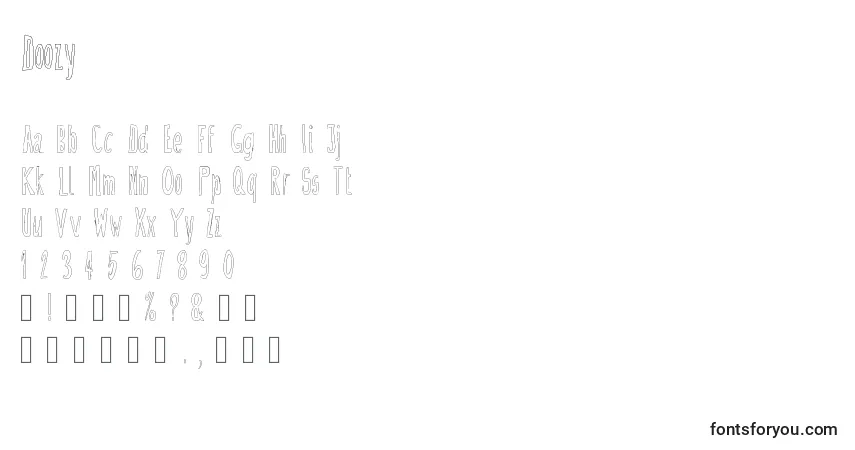 Czcionka Doozy – alfabet, cyfry, specjalne znaki