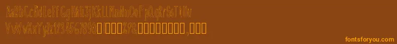 フォントDoozy – オレンジ色の文字が茶色の背景にあります。