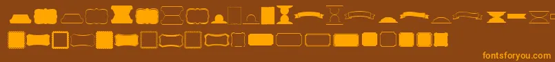 Weitere Informationen zur Kgflavorandframesfive-Schriftart Kgflavorandframesfive-Schriftart – Orangefarbene Schriften auf braunem Hintergrund