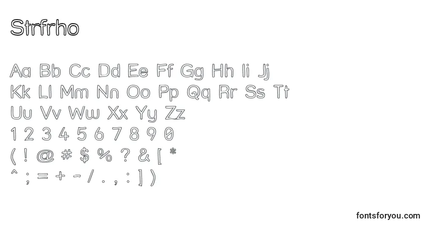 Czcionka Strfrho – alfabet, cyfry, specjalne znaki