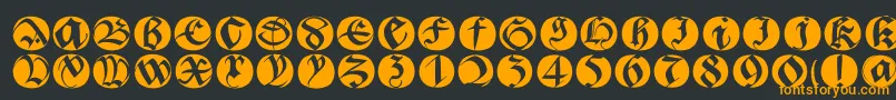 Bastardabuttons-Schriftart – Orangefarbene Schriften auf schwarzem Hintergrund