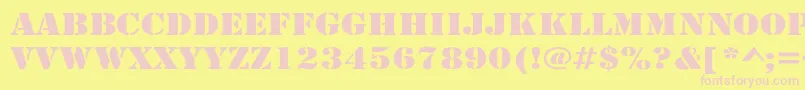 RudyWide-fontti – vaaleanpunaiset fontit keltaisella taustalla
