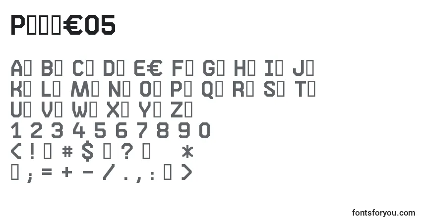 A fonte Phase05 – alfabeto, números, caracteres especiais