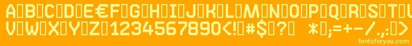Phase05-fontti – keltaiset fontit oranssilla taustalla