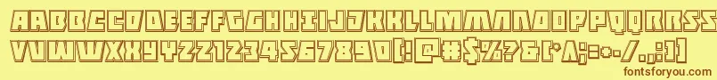 Fonte Halfshellheroengrave – fontes marrons em um fundo amarelo