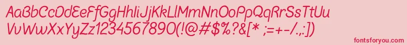ChalkmarsItalicSample Font – Red Fonts on Pink Background